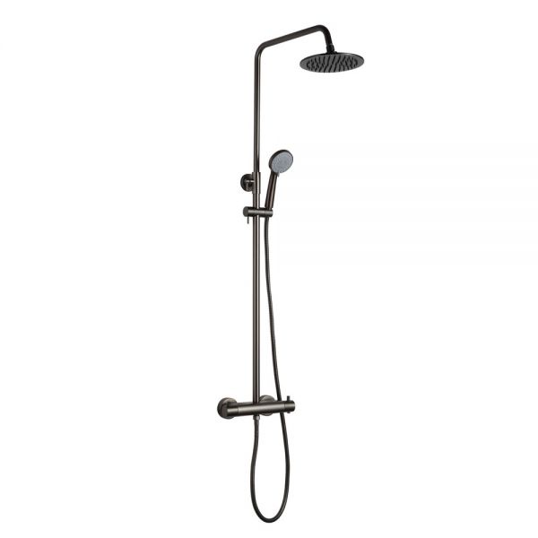 JTP VOS Brushed Black Thermostatic Exposed Bar Shower Valve Kit with Adjustable Riser