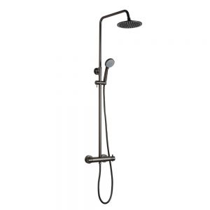 JTP VOS Brushed Black Thermostatic Exposed Bar Shower Valve Kit with Adjustable Riser