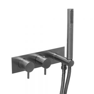 JTP VOS Brushed Black Two Outlet Thermostatic Shower Valve with Handset Kit