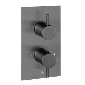 JTP VOS Brushed Black Two Outlet Thermostatic Shower Valve