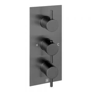 JTP VOS Brushed Black Vertical Three Outlet Thermostatic Shower Valve