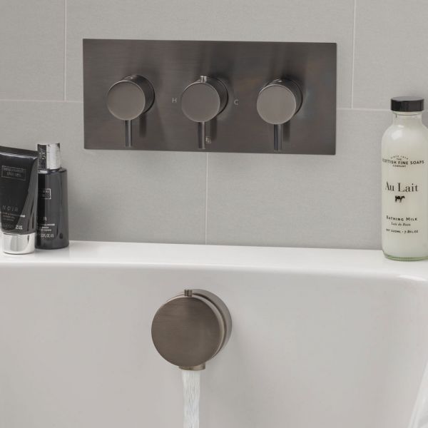 JTP VOS Brushed Black Horizontal Two Outlet Thermostatic Shower Valve #3