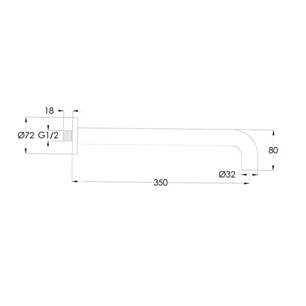 JTP VOS Brushed Black 350mm Wall Mounted Shower Head #3