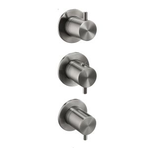 JTP VOS Brushed Black Modular Thermostatic Concealed 2 Outlet 3 Handle Shower Valve