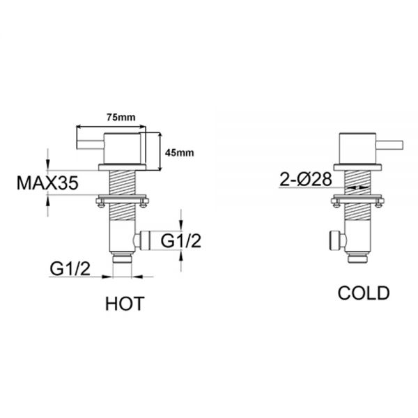 JTP VOS Brushed Black Deck Mounted Panel Valves #2