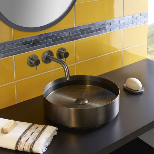 JTP VOS Brushed Black Round Countertop Basin 360 x 360mm #4