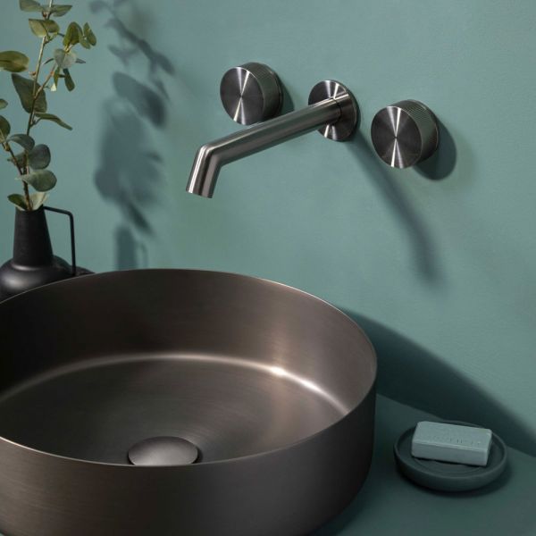 JTP VOS Brushed Black Round Countertop Basin 360 x 360mm #6