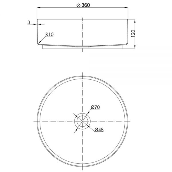JTP VOS Brushed Black Round Countertop Basin 360 x 360mm #2