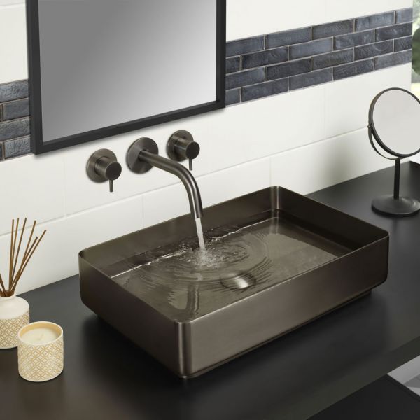 JTP VOS Brushed Black Rectangular Countertop Basin 520 x 340mm #3
