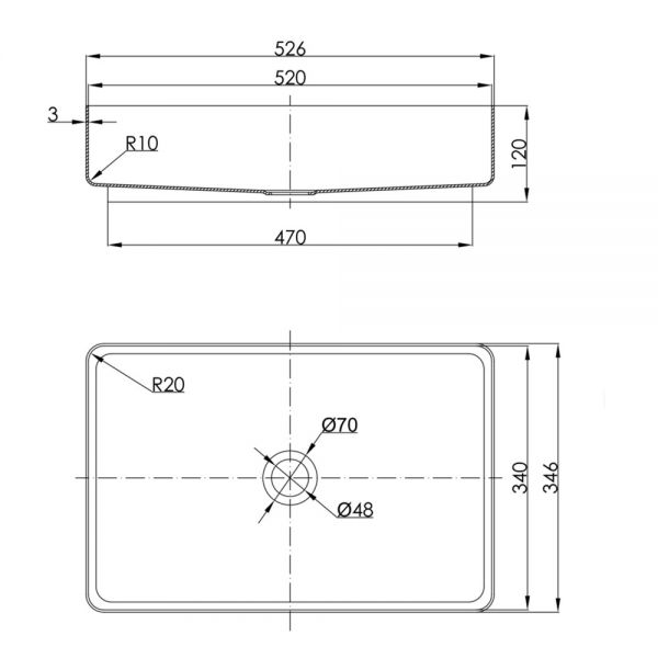 JTP VOS Brushed Black Rectangular Countertop Basin 520 x 340mm #2