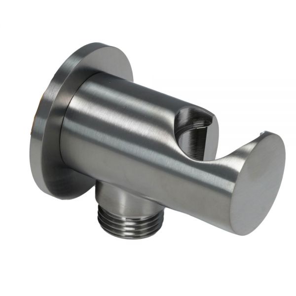 JTP VOS Brushed Black Wall Outlet Elbow with Holder