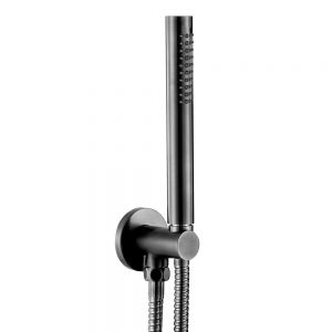 JTP VOS Brushed Black Round Shower Kit with Wall Outlet, Handset and Hose