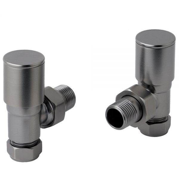 JTP Brushed Black Angled Manual Radiator Valves