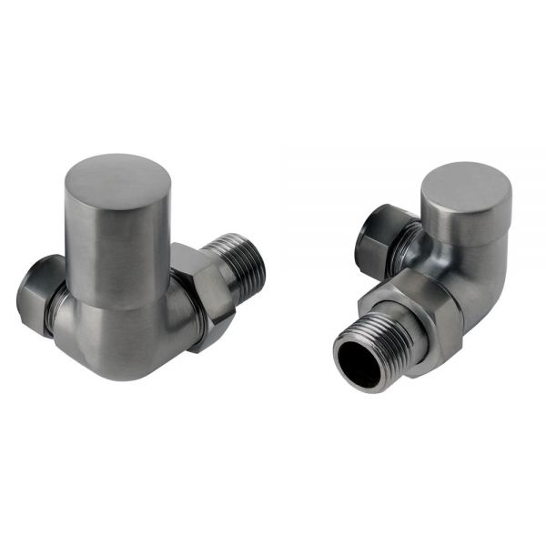 JTP VOS Brushed Black Corner Manual Radiator Valves