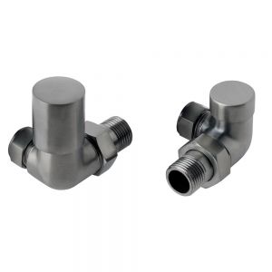 JTP VOS Brushed Black Corner Manual Radiator Valves