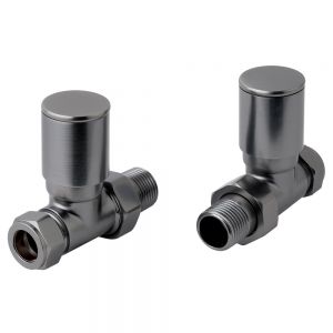 JTP Brushed Black Straight Manual Radiator Valves