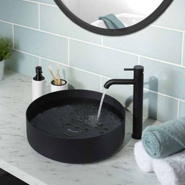 JTP VOS Matt Black Tall Basin Mixer Tap #3