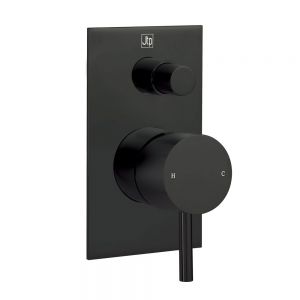 JTP VOS Matt Black Two Outlet Manual Shower Valve with Diverter