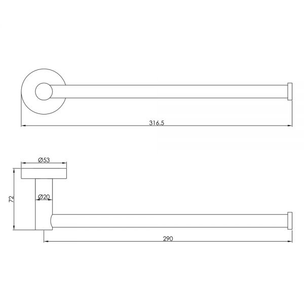 JTP VOS Matt Black Towel Holder 300mm #2