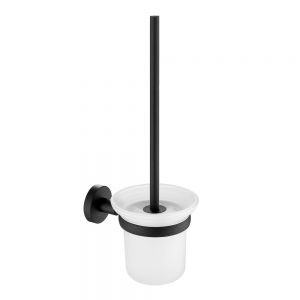 JTP VOS Matt Black Wall Mounted Toilet Brush Set