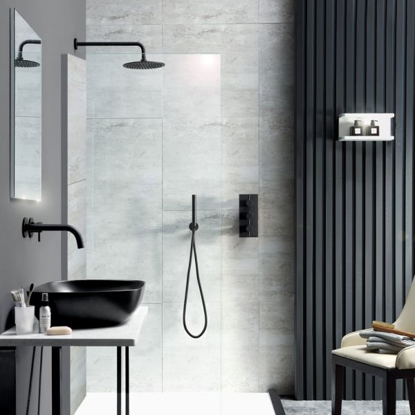 JTP VOS Matt Black 200mm Round Shower Head #3