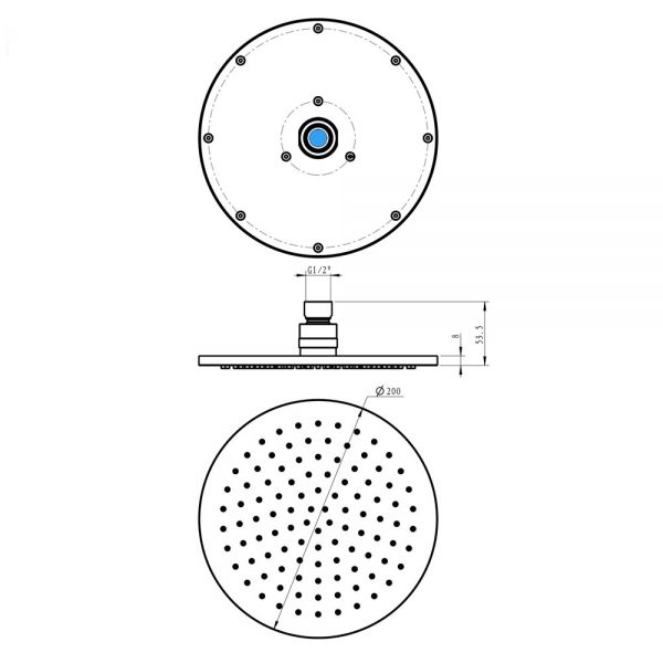 JTP VOS Matt Black 200mm Round Shower Head #2