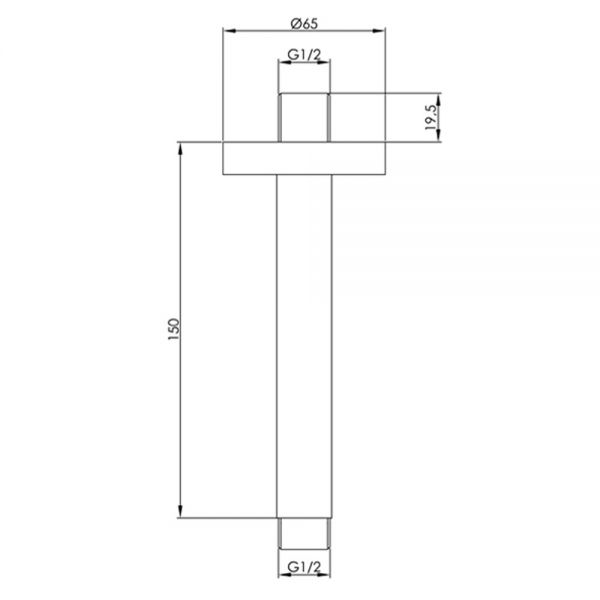 JTP VOS Matt Black 150mm Round Ceiling Mounted Shower Arm #2