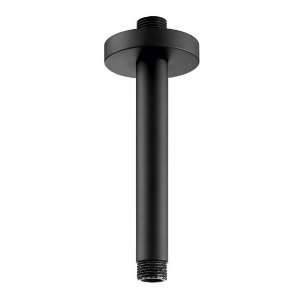 JTP VOS Matt Black 150mm Round Ceiling Mounted Shower Arm