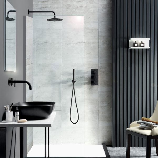 JTP VOS Matt Black 250mm Round Shower Head #3