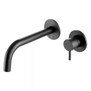 JTP VOS Matt Black Wall Mounted Basin Mixer Spout 150mm