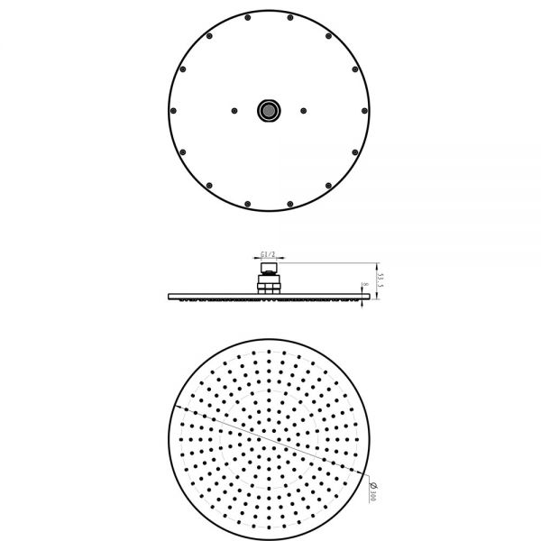 JTP VOS Matt Black 300mm Round Shower Head #2