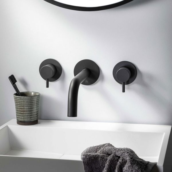 JTP VOS Matt Black Wall Mounted Slim Spout 250mm #3