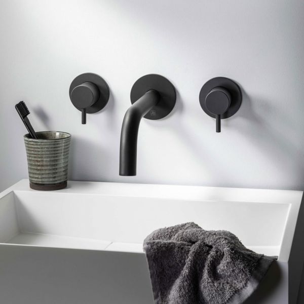 JTP VOS Matt Black Wall Mounted Slim Spout 200mm #3