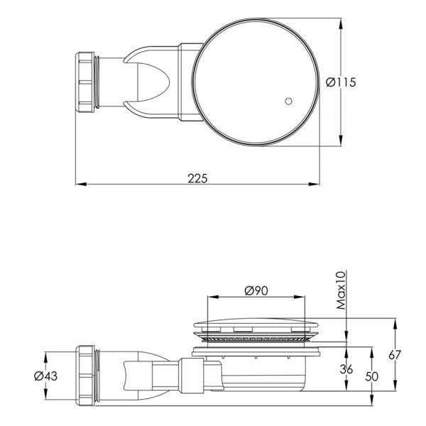 JTP VOS Matt Black Slim Shower Waste #2