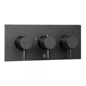 JTP VOS Matt Black Horizontal Two Outlet Thermostatic Shower Valve