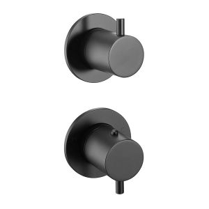 JTP VOS Matt Black Modular Thermostatic Concealed 2 Outlet Shower Valve