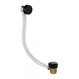 JTP VOS Matt Black Overflow Bath Filler with Click Clack Waste