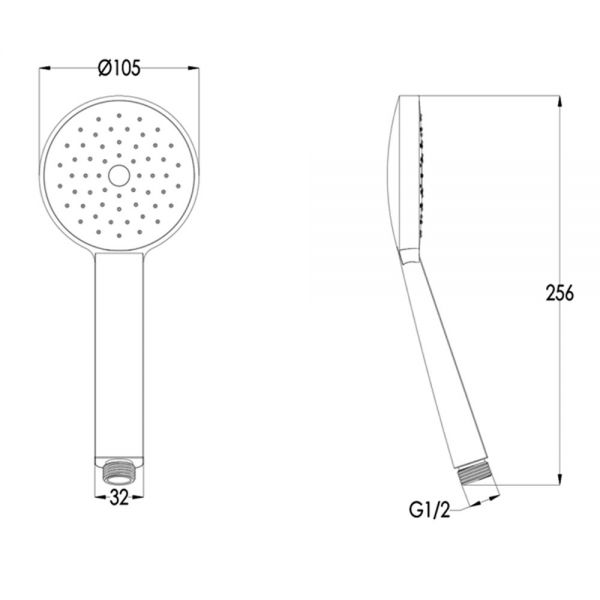 JTP VOS Brushed Black Round Shower Handset #2