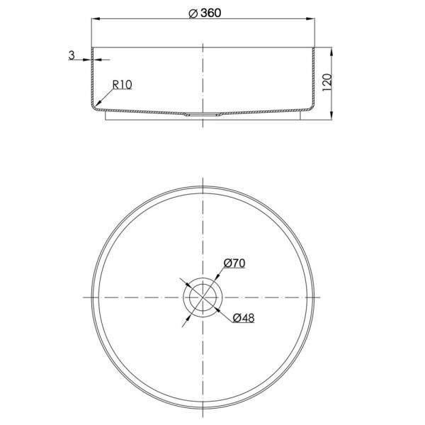 JTP VOS Matt Black Round Countertop Basin 360 x 360mm #2