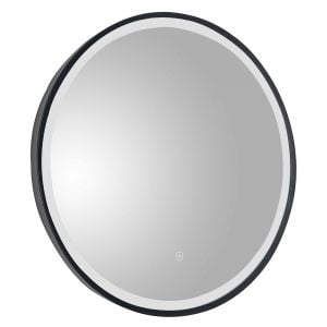JTP Vos Matt Black Round LED Bathroom Mirror 600mm