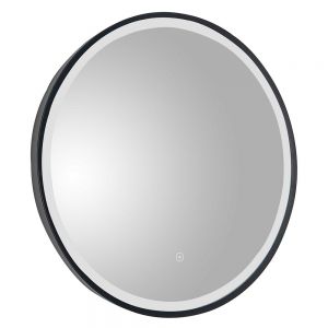 JTP Vos Matt Black Round LED Bathroom Mirror 600mm