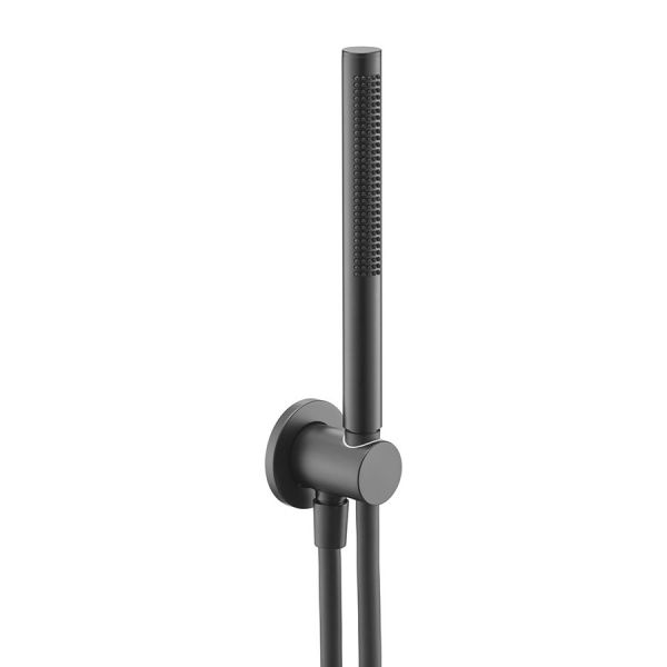 JTP VOS Matt Black Shower Kit with Wall Outlet, Handset and Hose