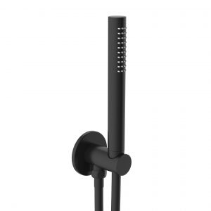 JTP VOS Matt Black Round Shower Kit with Wall Outlet, Handset and Hose