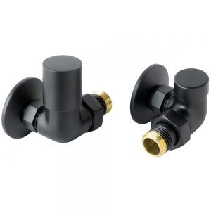 JTP VOS Matt Black Corner Manual Radiator Valves