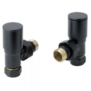 JTP Matt Black Angled Manual Radiator Valves