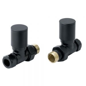 JTP Matt Black Straight Manual Radiator Valves