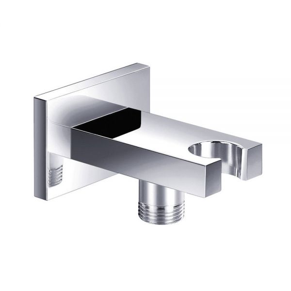 JTP Chrome Square Wall Outlet Elbow with Handset Holder