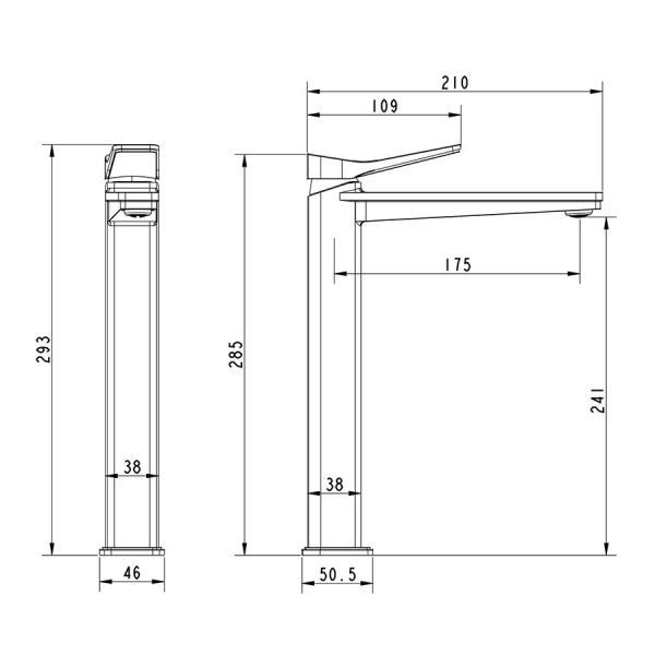 JTP HIX Brushed Bronze Tall Basin Mixer Tap #2