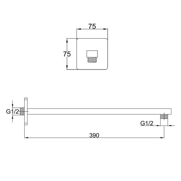 JTP HIX Brushed Bronze 380mm Square Wall Mounted Shower Arm #2