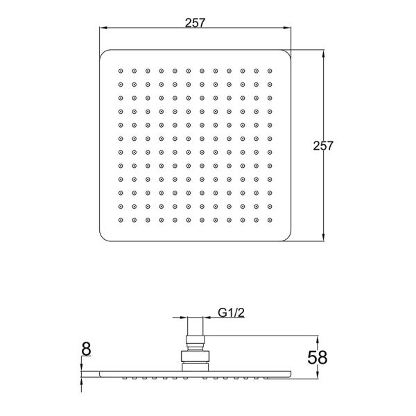JTP HIX Brushed Bronze 250mm Square Shower Head #2